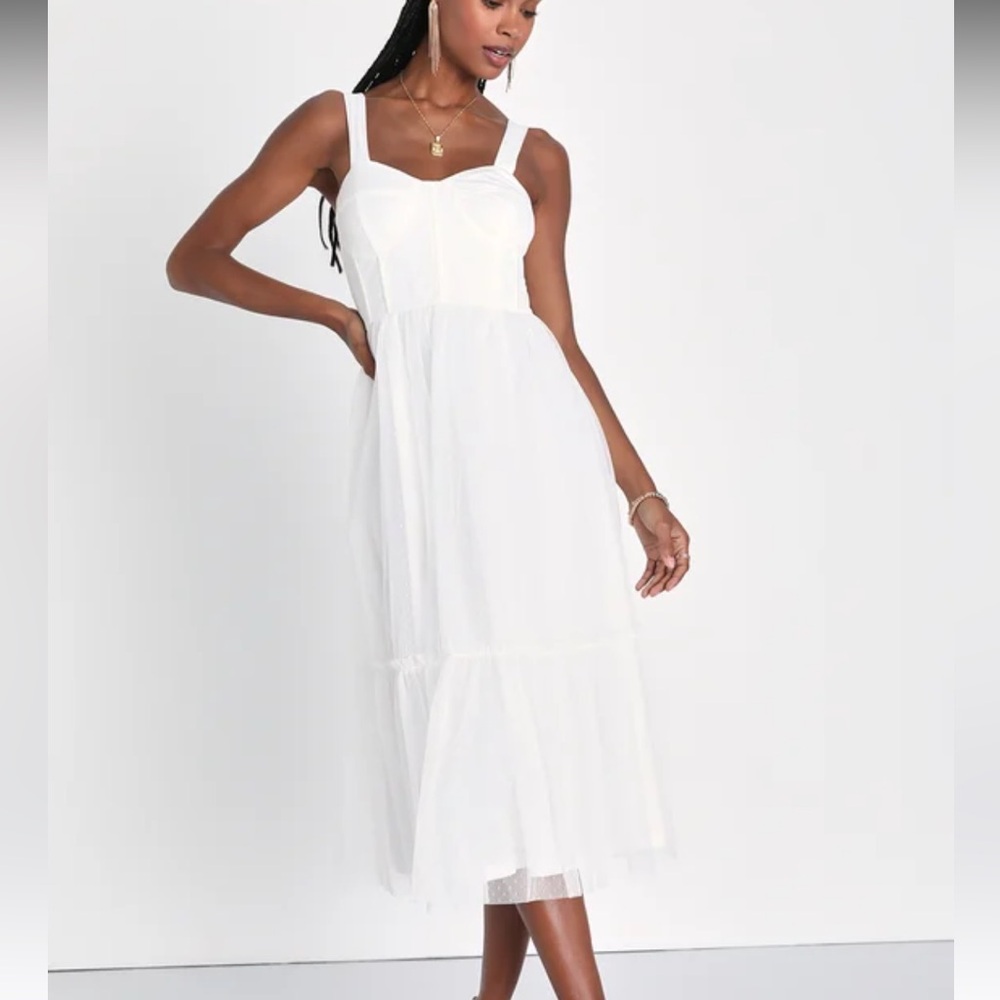 LULUS midi white strap dress